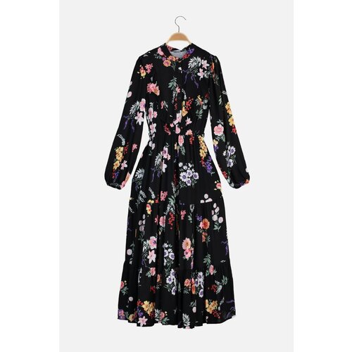 Trendyol Ženska haljina s cvjetnim uzorkom crna siva Cene