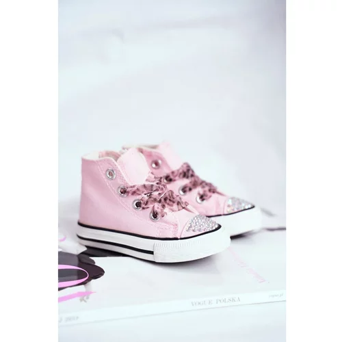 Kesi Children's Sneakers With Cubic Zirconia Pink Smile