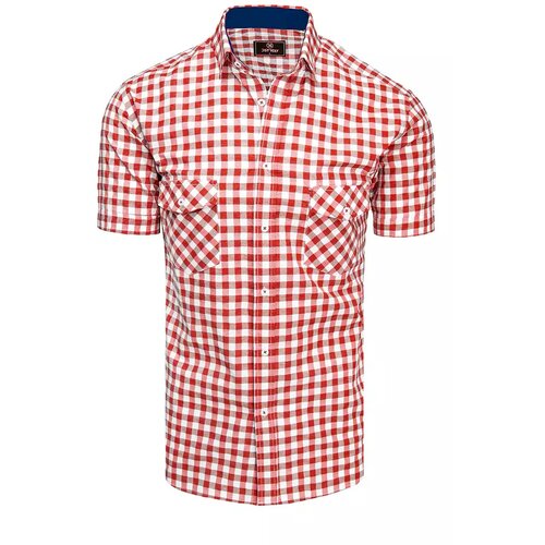 DStreet White and red men's shirt with short sleeves KX0954 Slike