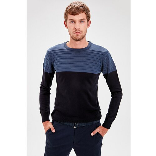 Trendyol Muški džemper Trikotaža crna plava Slike