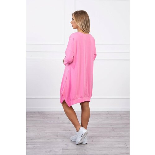 Kesi Dress with print and flared bottom pink Slike
