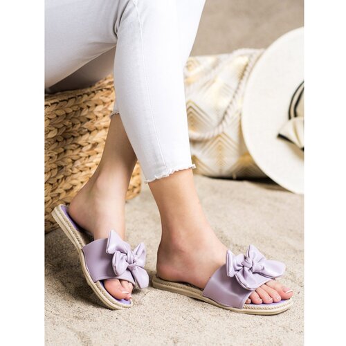 SMALL SWAN ECO LEATHER FLIP-FLOPS WITH BOW Slike