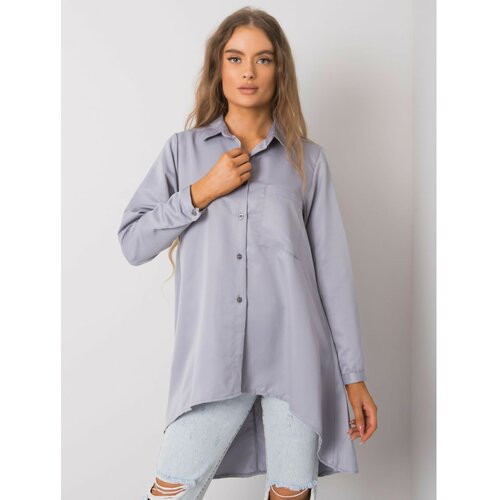 Fashion Hunters Women's gray asymmetrical shirt Slike