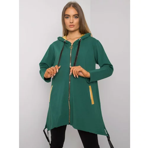 Fashion Hunters Dark green zip hoodie with pockets