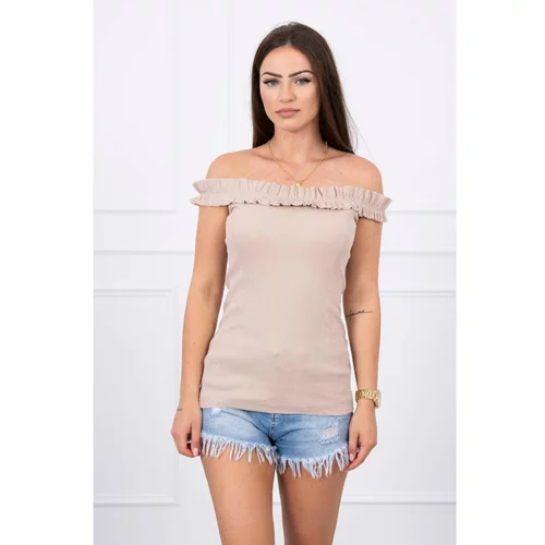 Kesi Off-the-shoulder blouse with frills beige