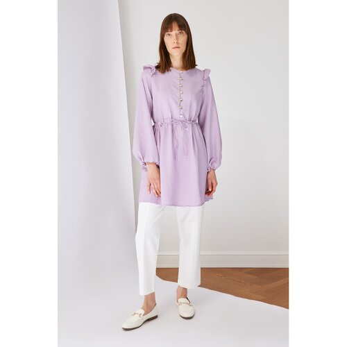 Trendyol Lilac Crew Neck Gingham Hijab Tunic Slike