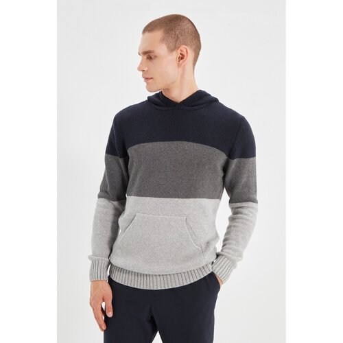 Trendyol Navy Blue Men&amp;#039;s Hooded Regular Fit Knitwear Sweater Slike