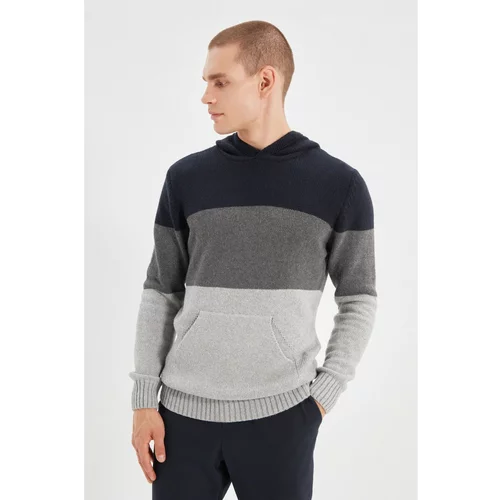 Trendyol Navy Blue Men's Hooded Regular Fit Knitwear Sweater