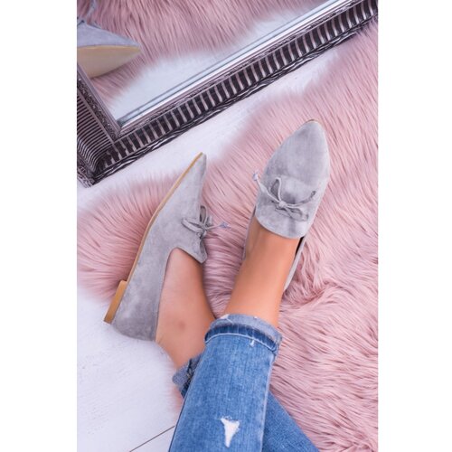 Kesi Lu Boo Grey Ballerinas Suede Loafers Feliciano Slike