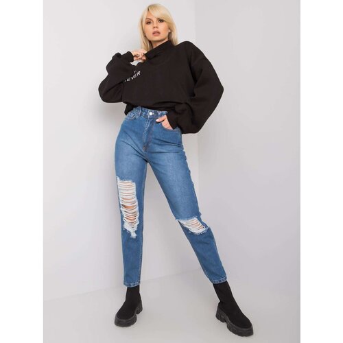 Fashion Hunters Kessy RUE PARIS blue ripped mom jeans Cene