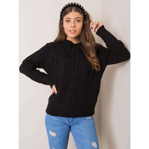 Fashion Hunters Black sweater with braids Slike