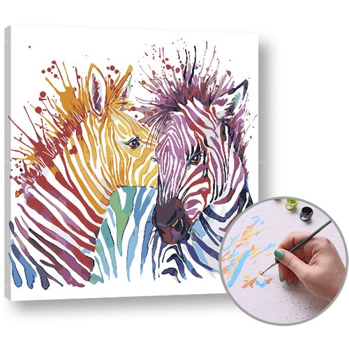 Slikanje po brojevima ZALJUBLJENE ZEBRE - Level Medium 50x50 cm | bez okvira Cijene