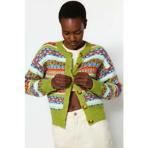 Trendyol Green Soft Textured Patterned Knitwear Sweater