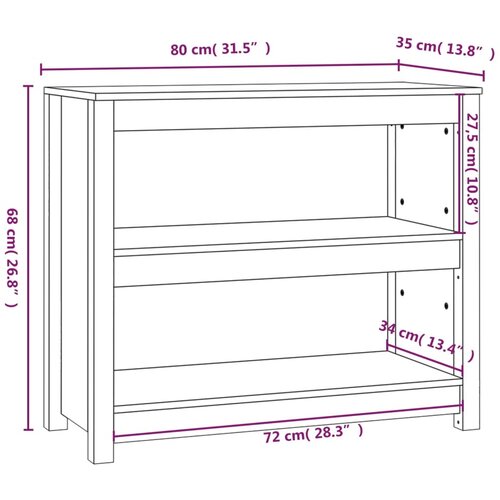  za knjige Crna 80x35x68 cm od masivne borovine Slike
