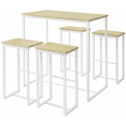 SoBuy komplet barske mize s 4 stoli z vzorcem breze v industrijskem slogu, (20814603)