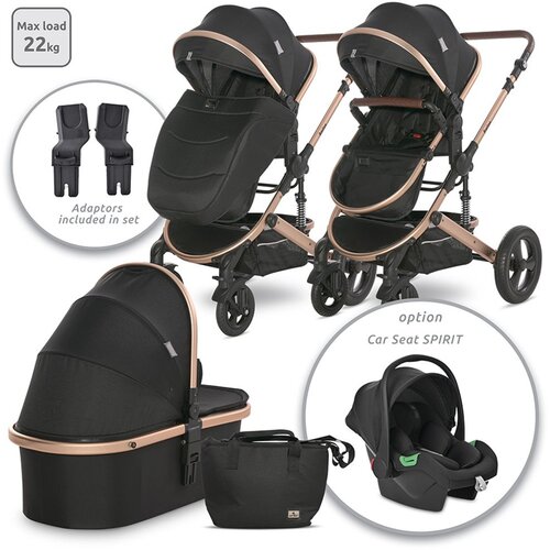 Lorelli BOSTON Black Kolica 2u1: Ko&amp;scaron;ara + Zimska Navlaka + Putna Torba (0mj+) - (do 15kg/96cm) Slike