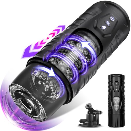 SuperLove Powerful Automatic Rotating & Thrusting Masturbator Black Cene