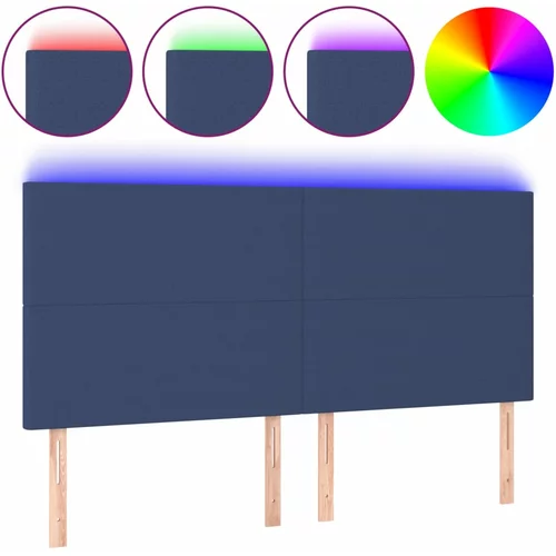 vidaXL LED posteljno vzglavje modro 160x5x118/128 cm blago, (20933317)