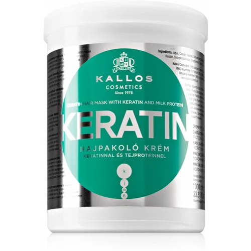 Kallos Cosmetics Keratin obnovitvena maska za lase s keratinom 1000 ml