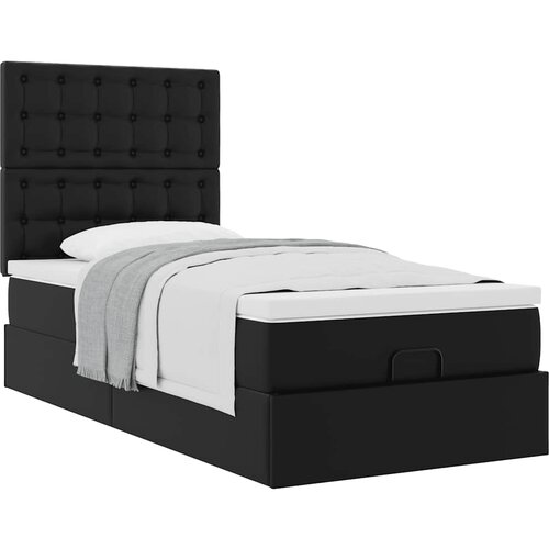 VidaXL Otomanski okvir kreveta s madracem crni 90x190 cm umjetna koža Slike