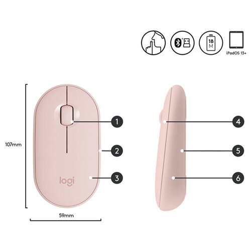 Logitech Pebble M350 (910-005717) bežični optički mi&amp;scaron; 1000dpi roze bežični mi&amp;scaron; Slike
