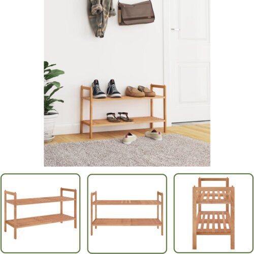 The Living Store Regal za čevlje 69x27x41 cm trdna orehovina - Regal Za Čevlje, (21744345) Slike