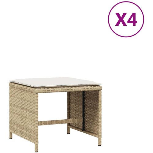  Vrtni taburei s jastucima 4 kom bež 41x41x36 cm od poliratana Slike