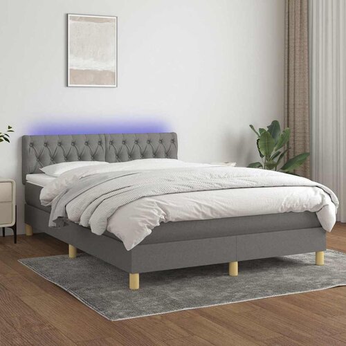  Krevet box spring s madracem LED tamnosivi 140x200 cm tkanina Cijene