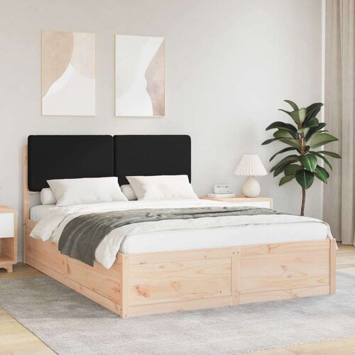 vidaXL Posteljni okvir z oblazinjenim vzglavjem Črna 140 x 200 cm Cene