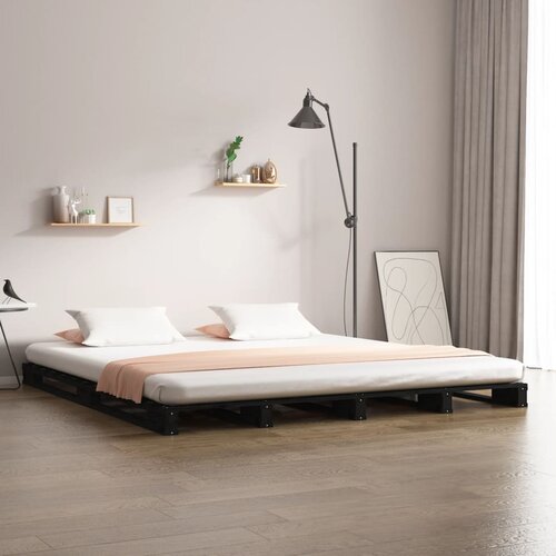  Krevet od paleta crni 135 x 190 cm masivna borovina bračni Cene
