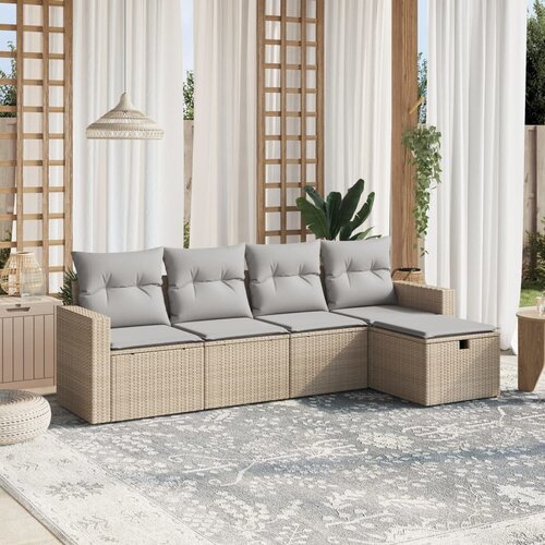 VidaXL 5-dijelni set vrtnih sofa s jastucima bež od poliratana Slike