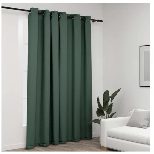  Zatemnitvena zavesa z obročki videz platna zelena 290x245 cm