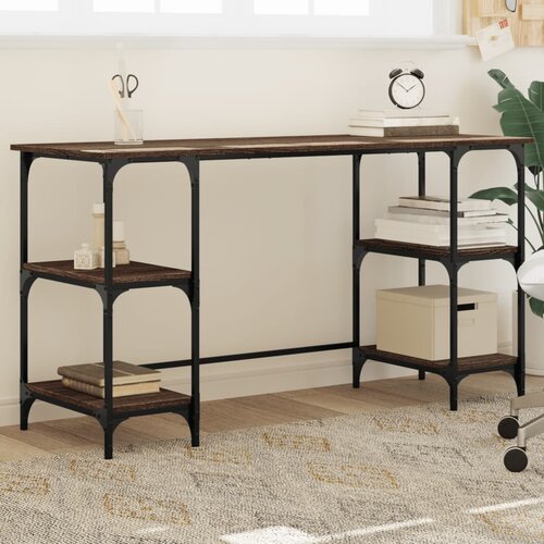 VidaXL Radni stol boja hrasta 140x50x75 cm metal i konstruirano drvo Slike