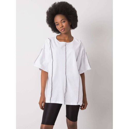 Fashion Hunters RUE PARIS Women's white cotton blouse Cene