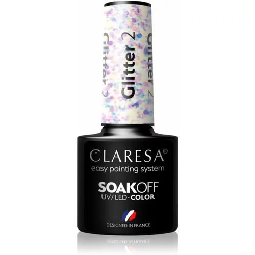 Claresa SoakOff UV/LED Color Glitter gel lak za nokte nijansa 2 5 g