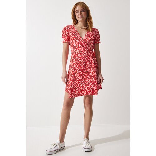  Women's Orange Patterned Viscose Woven Dress Cene