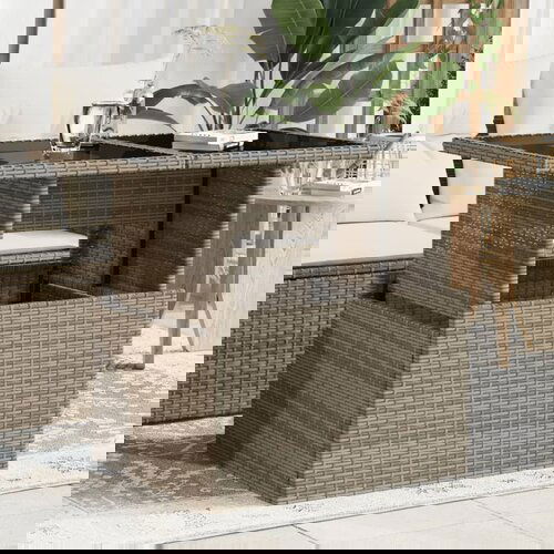 VidaXL Vrtni stol sa staklenom pločom sivi 100x55x73 cm od poliratana Slike