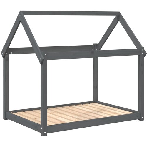  Krevet za pse sivi 111x80x100 cm od masivne borovine Slike