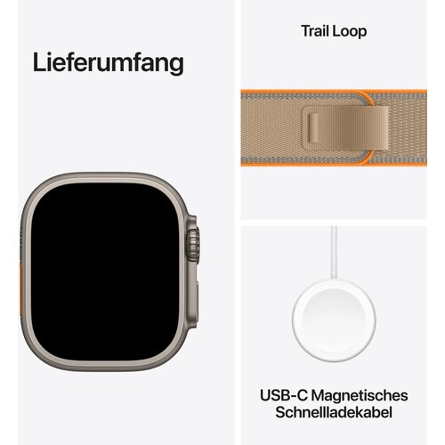 Apple Watch Ultra 4 Trail Loop M/L Barva MJAQ4QF/A pasu: pesek 49mm ohi&amp;scaron;je iz titana naravno Slike