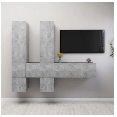  Komplet TV omaric 7-delni betonsko siva iverna plošča