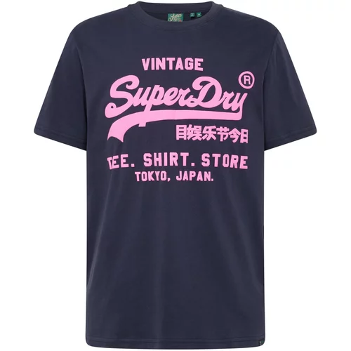 Superdry Majica temno modra / roza