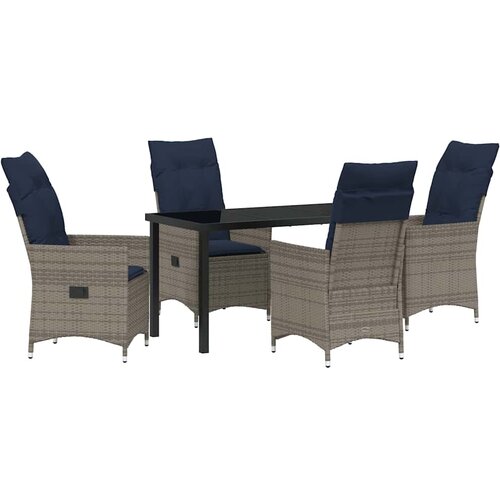  Set stola i stolica s jastukom 5 pcs Siva PE ratan Slike