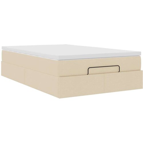 VidaXL otomanski okvir kreveta s madraca krem 120x190 cm od tkanine Slike