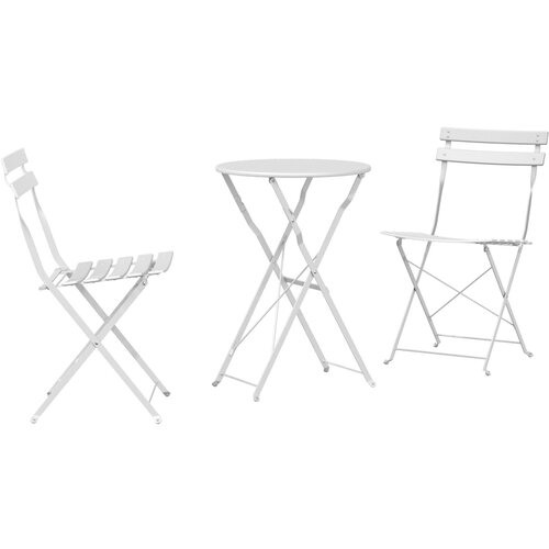 vidaXL 3-dijelni sklopivi bistro set - bijeli čelik Cene