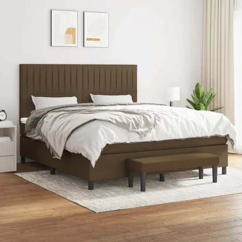  Krevet s oprugama i madracem tamnosmeđi 180x200 cm tkanina