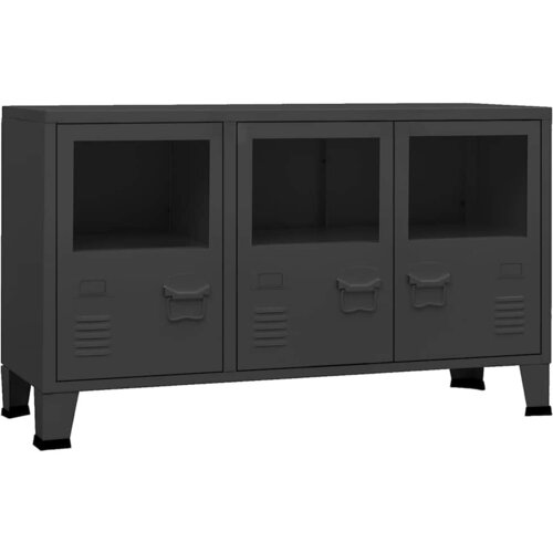  Komoda crna 105 x 35 x 62 cm od metala i stakla - Crna 1 Cijene
