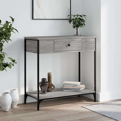  Konzolni stol siva boja hrasta 75x34 5x75 cm konstruirano drvo Slike