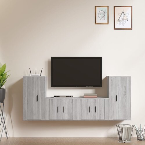 vidaXL Komplet TV omaric 4-delni siva sonoma inženirski les Cene