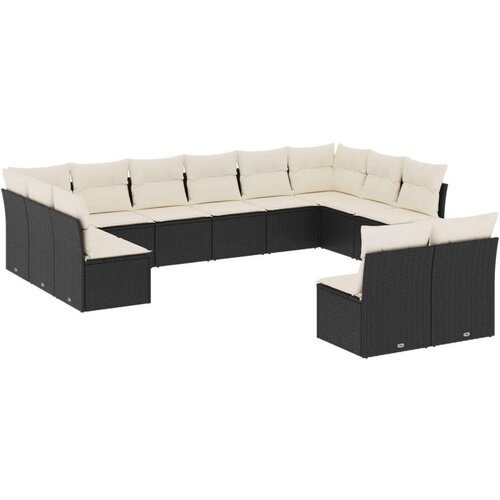 VidaXL 12-dijelni set vrtnih sofa od poliratana s jastucima crni Slike