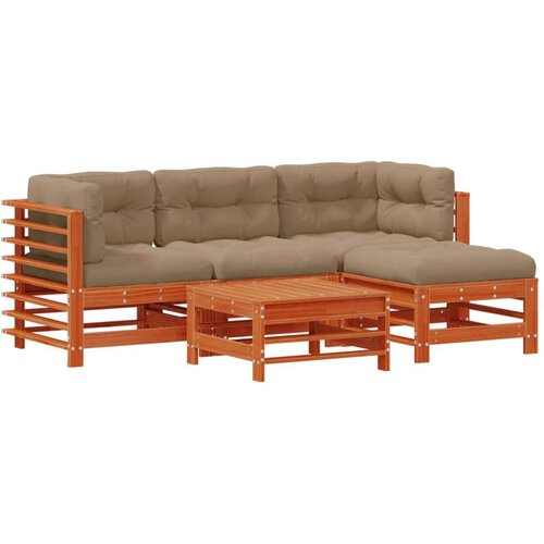  Set lounge namje&amp;scaron;taja za vrt 5 pcs Vosak Smeđa Masivna borovina - Vosak smeđa bor Slike